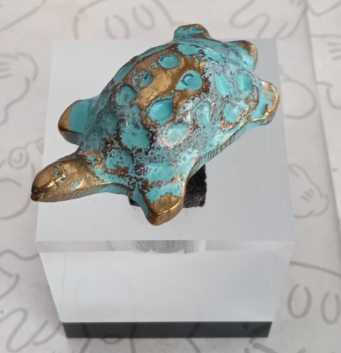 Turtle small bronze sculpture - turtle,