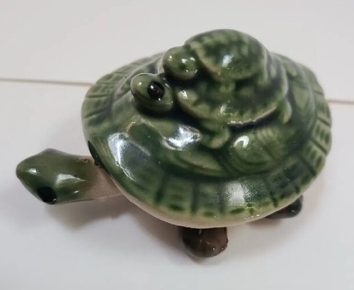 Glazed pottery green turtle - glazed,