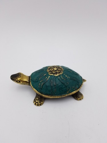 Brass green turtle sculpture - ,