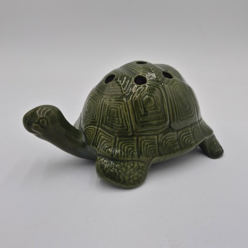 Vintage green ceramic turtle - ceramic,